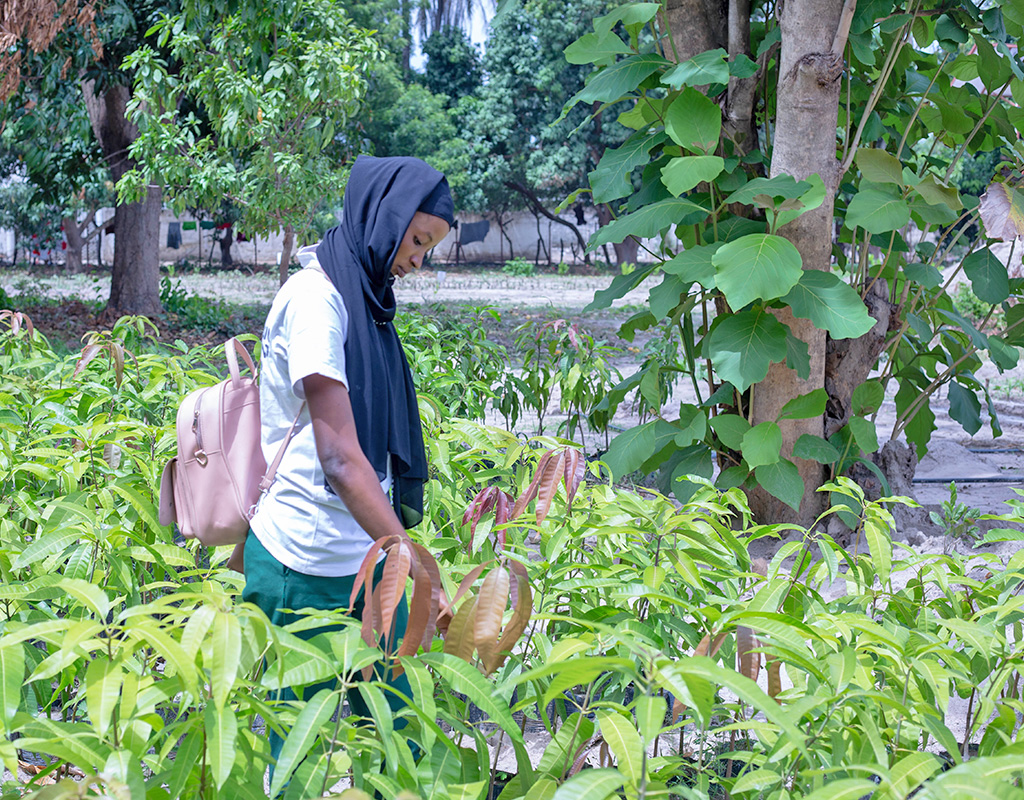 student in the garden