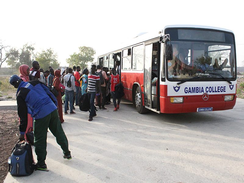 Students walking on the highway